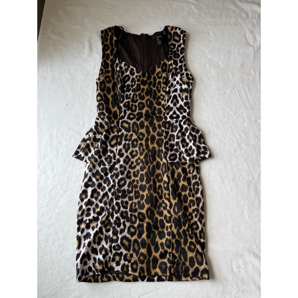 Forever 21 Women Small Dress Sleeveless Cheetah Leopard‎ Fancy Party 80's 90's